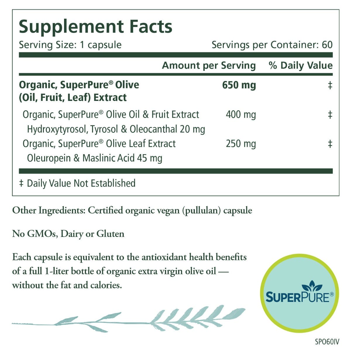 The Synergy Company SuperPure® Olive Extract 60 capsules