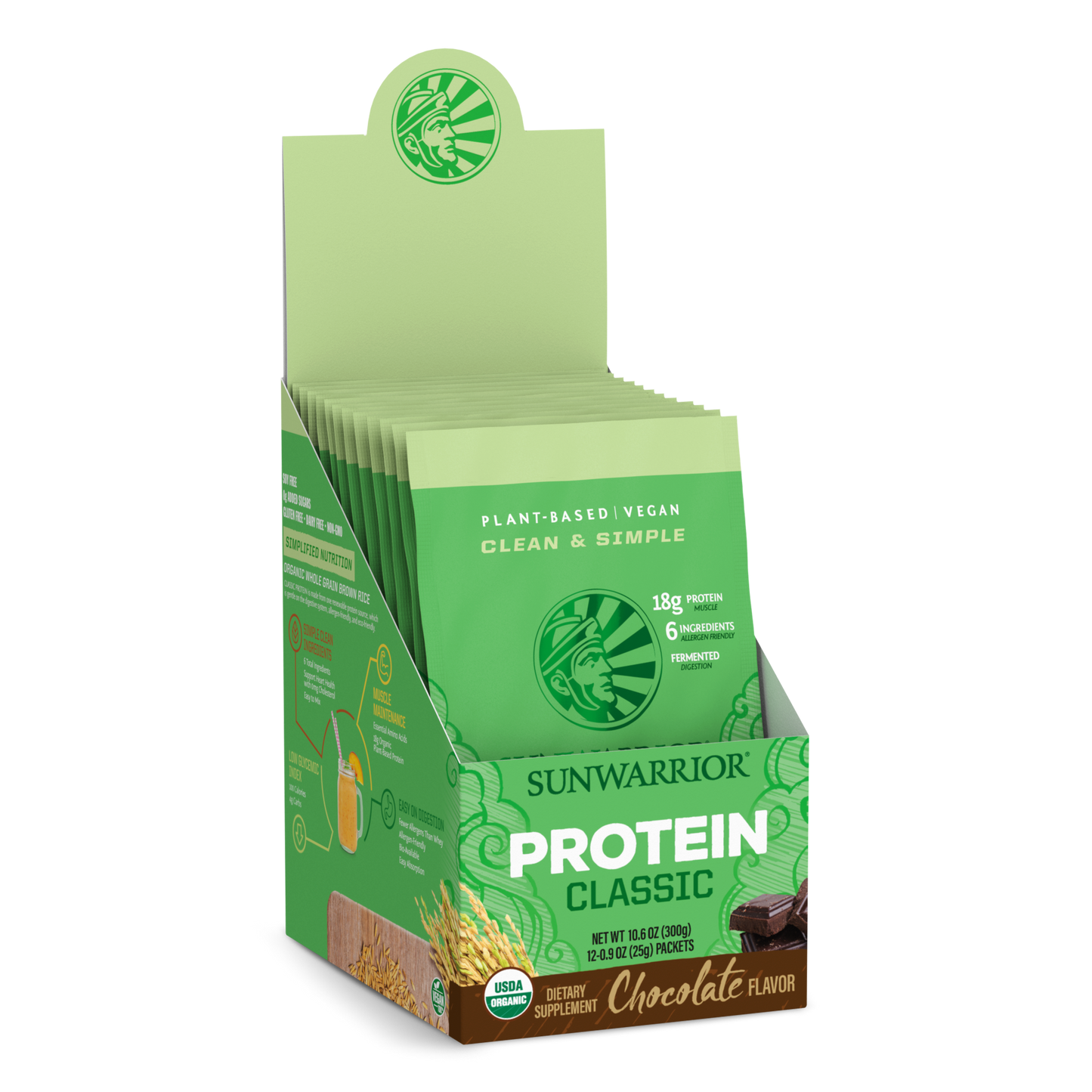 Sunwarrior Classic Chocolate Travel Box 12 x 25g sachet