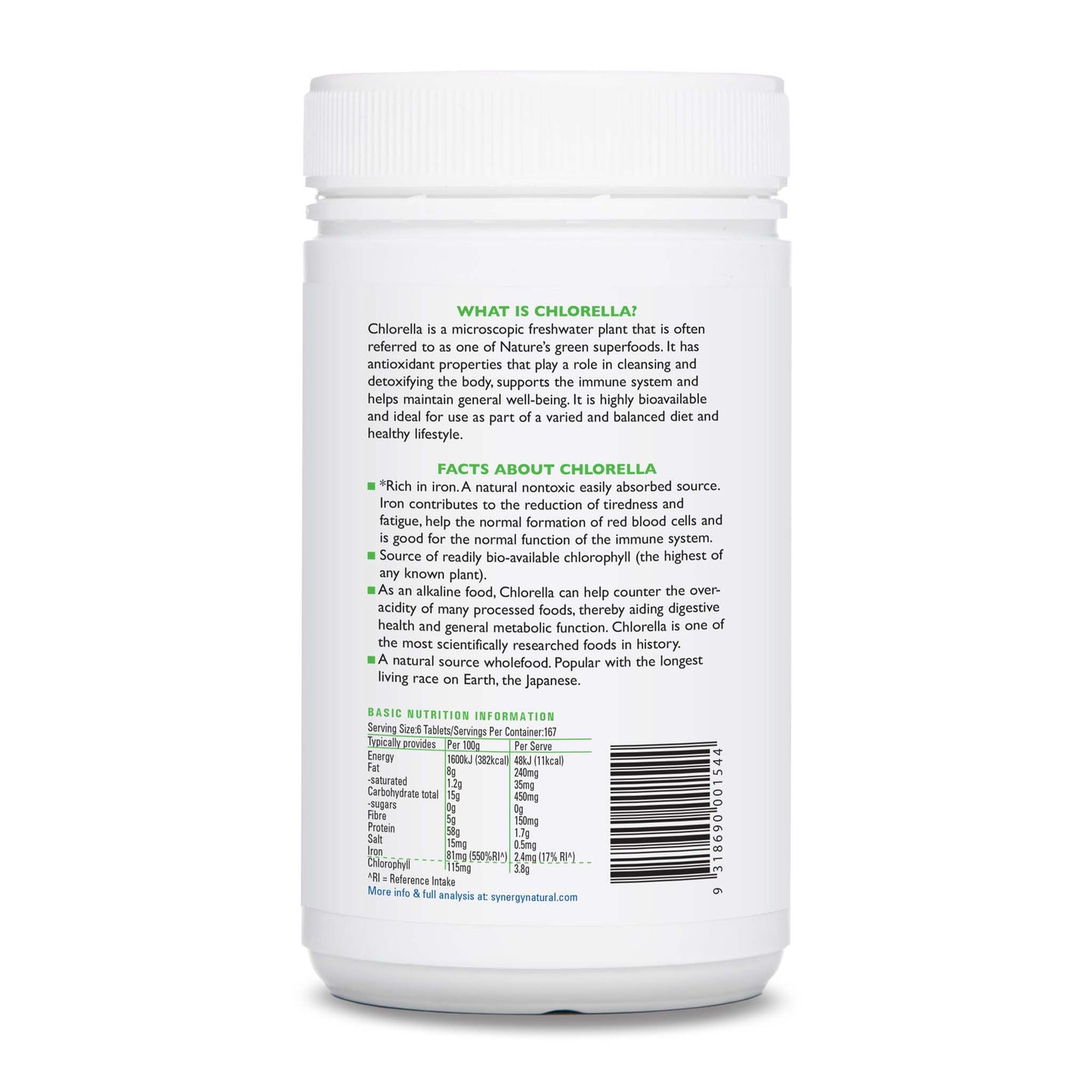 Synergy Natural Organic Chlorella 1000 Tablets