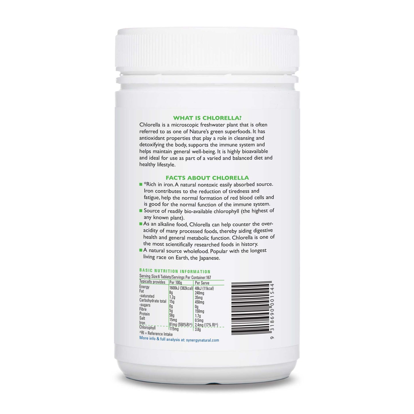 Synergy Natural Organic Chlorella 1000 Tablets