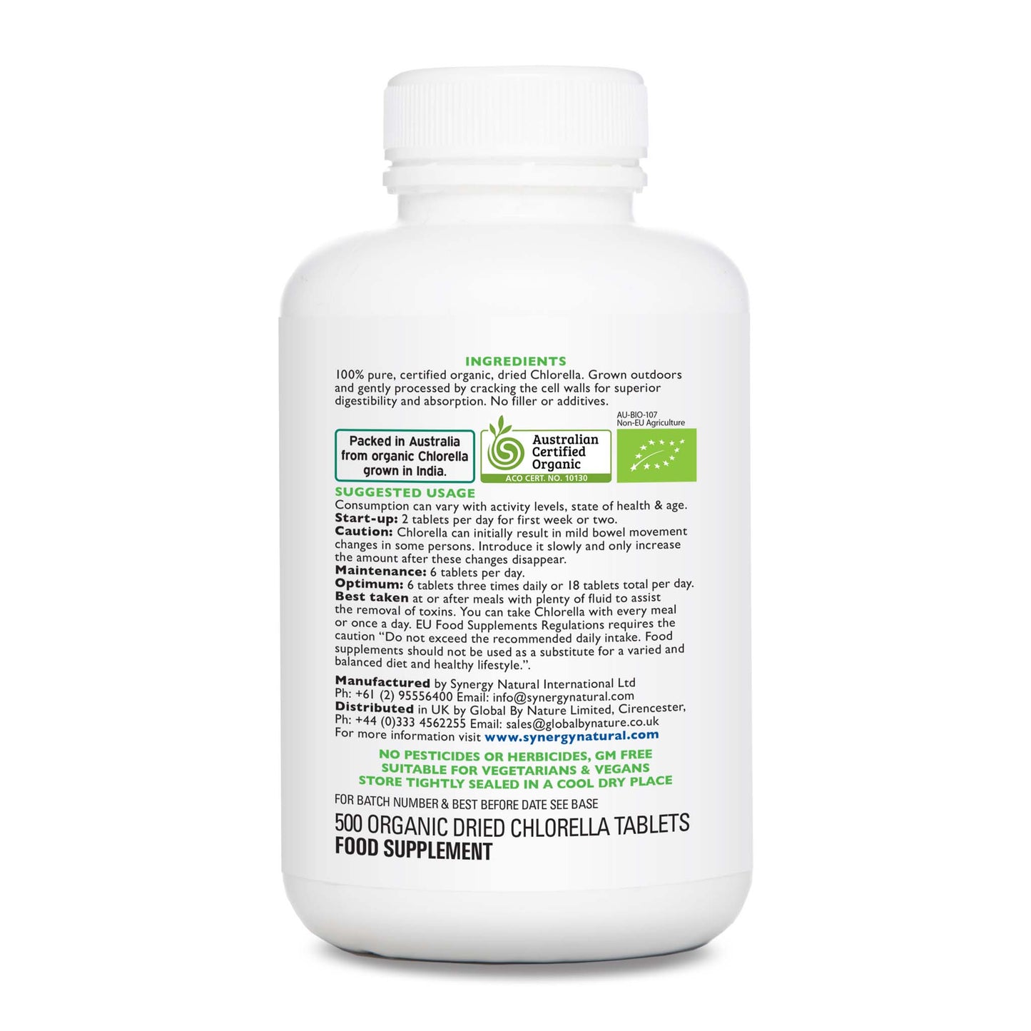 Synergy Natural Organic Chlorella 500 Tablets