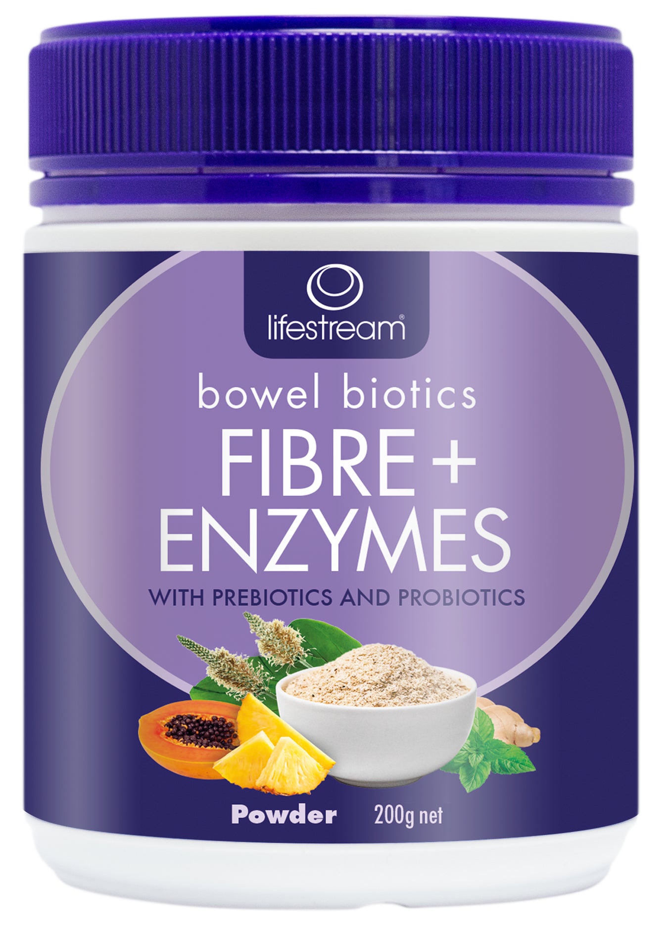 Lifestream Bowel Biotics Fibre +Digestive Enzymes 200g Powder Nutrimarket