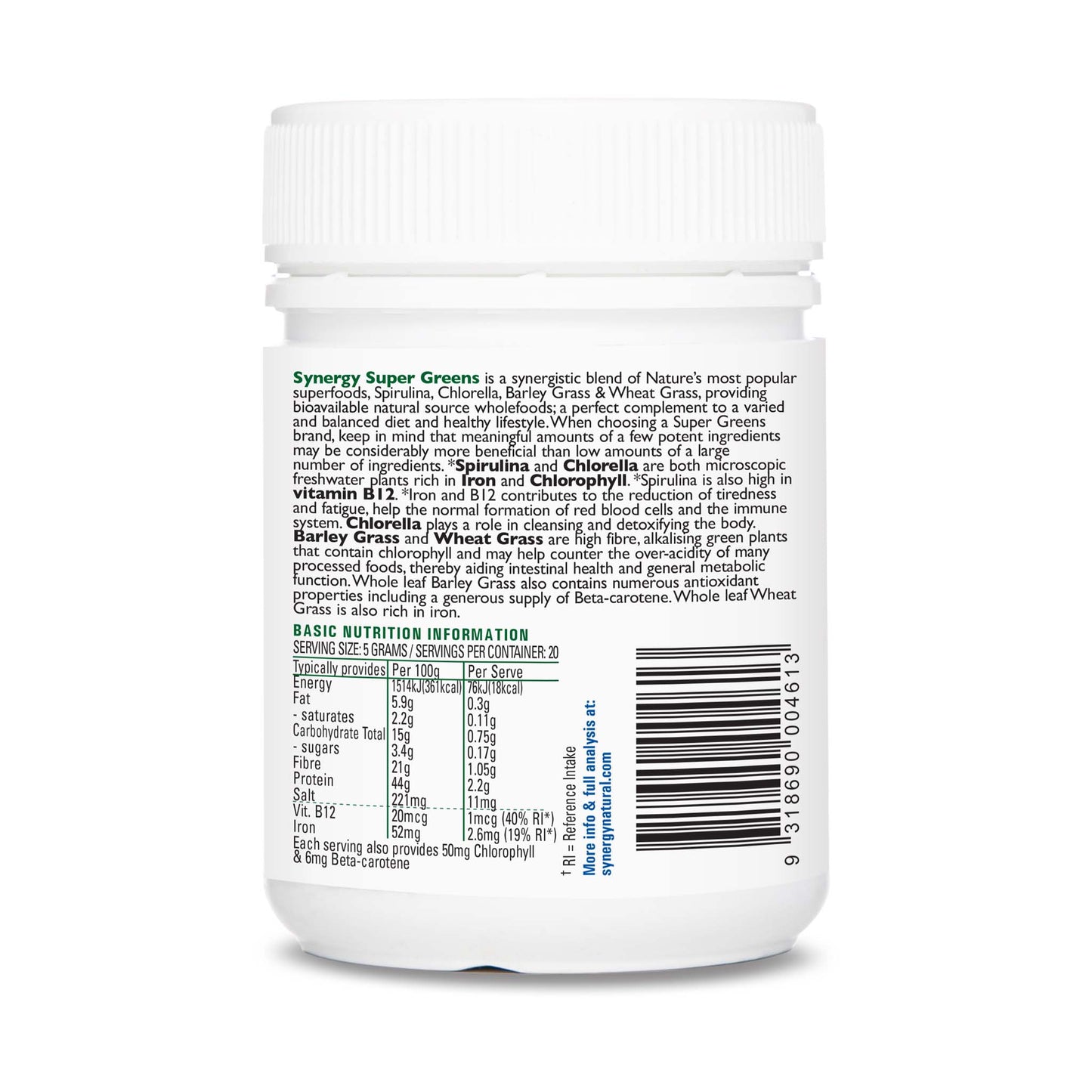 Synergy Natural Organic Super Greens 100g Powder