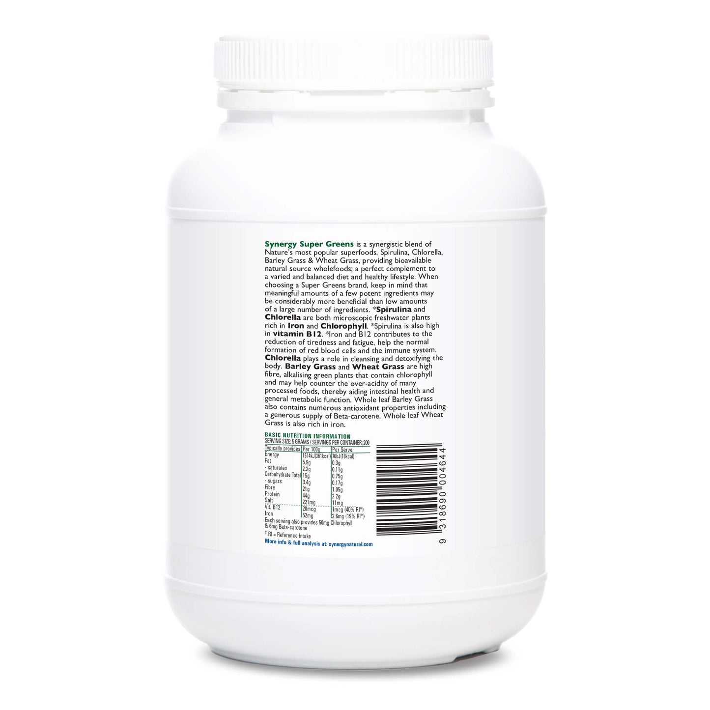 Synergy Natural Organic Super Greens 1kg Powder