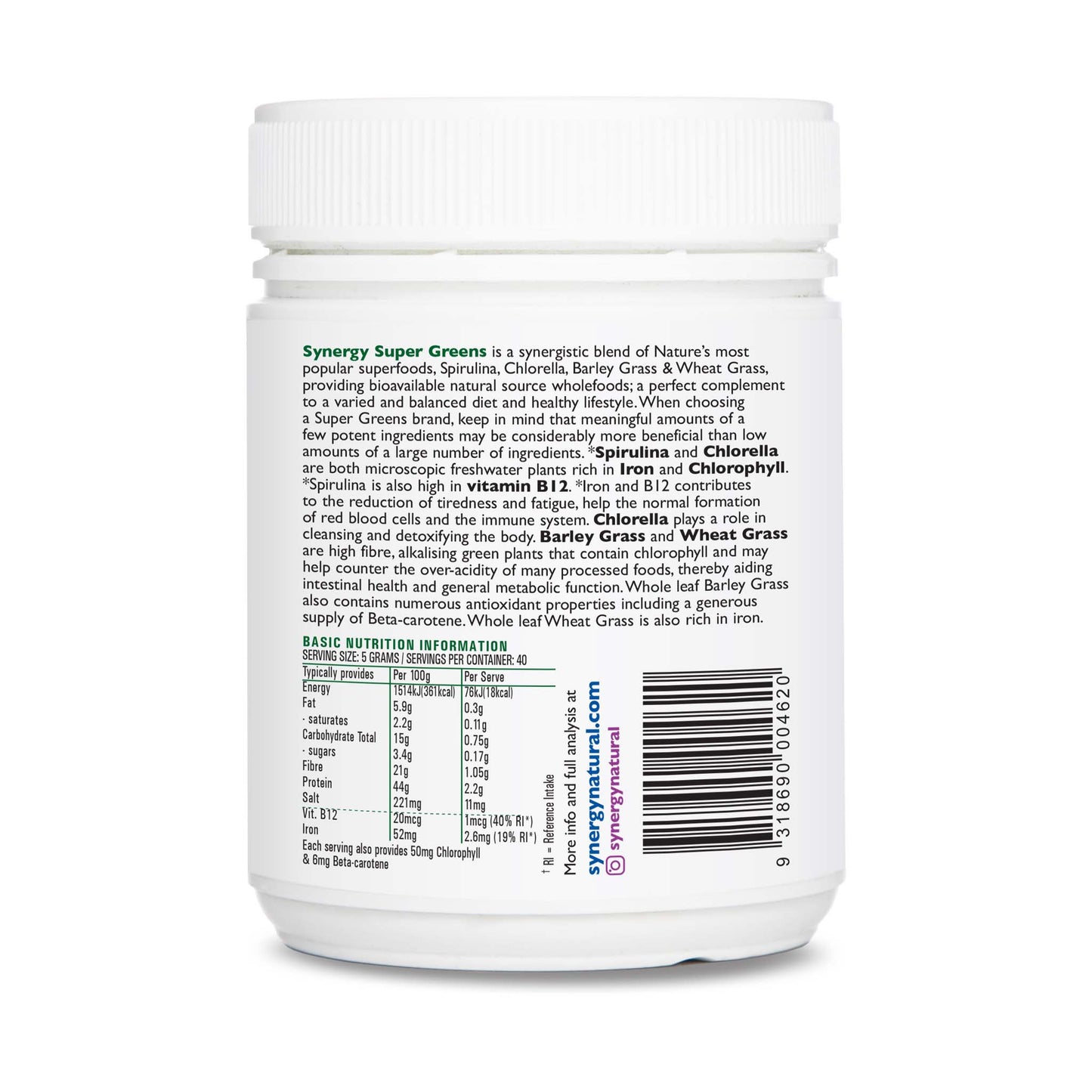 Synergy Natural Organic Super Greens 200g Powder